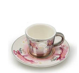 Керамічна чашка з блюдцем Фламінго 90 мл відбиває малюнок дзеркальна