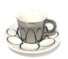 Кухоль дзеркальний Кільця 90 мл відбиває малюнок дзеркальний із блюдцем