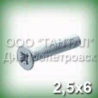 Гвинт М2,5х6 ГОСТ 17475-80 (DIN 965, ISO 7046) неіржавкий з потайною головкою