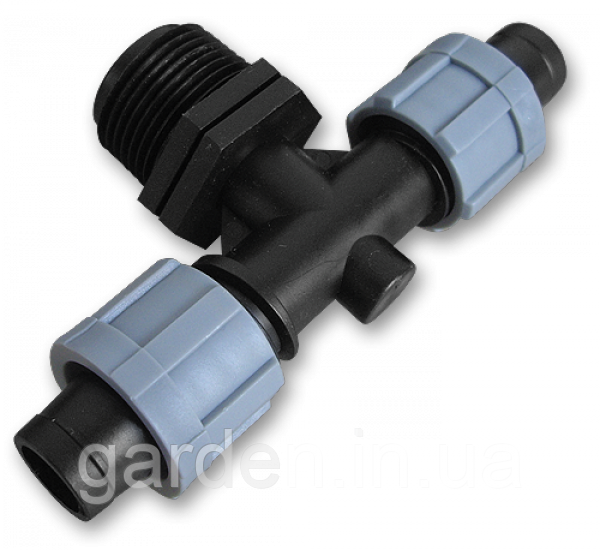 Трійник крапельна стрічка х2 / різьба зовнішня 3/4", DSTA06-34L, фото 1