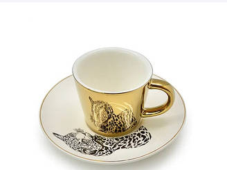 Кухоль дзеркальний із блюдцем Лепард відбиває малюнок 90 мл