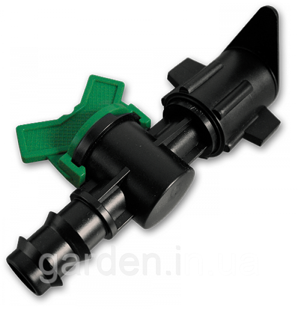 Старт-конектор в плаский шланг з мінікраном / штуцер для трубки 16мм, DSWZ15-16L, фото 1