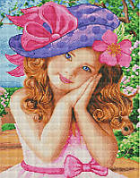 Алмазная мозаика (вышивка) Девочка в шляпке, 40х50 Brushme (GF3412)