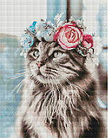 Алмазна мозаїка (вишивка) Кішка у віночку, 40х50 Brushme (GF4056)