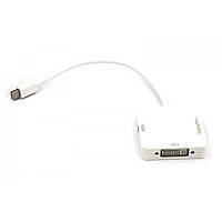 Кабель-переходник PowerPlant mini DisplayPort (Thunderbolt) - DisplayPort, HDMI, DVI 0.2 м