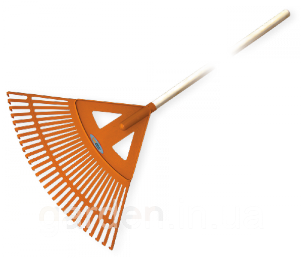 Граблі віялові 27 зубців з дерев'яним держаком, KT-CX27W