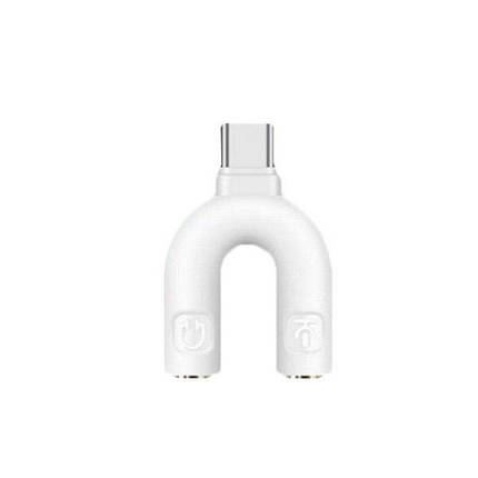 Перехідник спліттер Alitek USB Type C - 2x3.5 Jack (навушники + мікрофон), White, фото 2