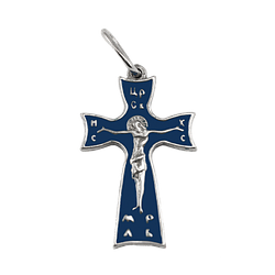 Срібний хрестик з блакитною емаллю