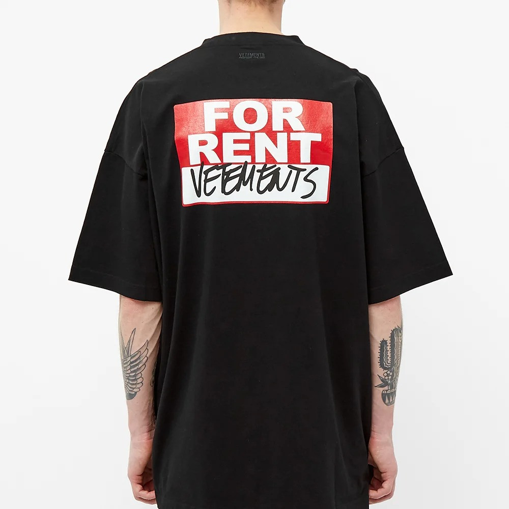 Футболка чорна Vetements For Rent • Ветеменс футболка чоловіча | жіноча | дитяча XS
