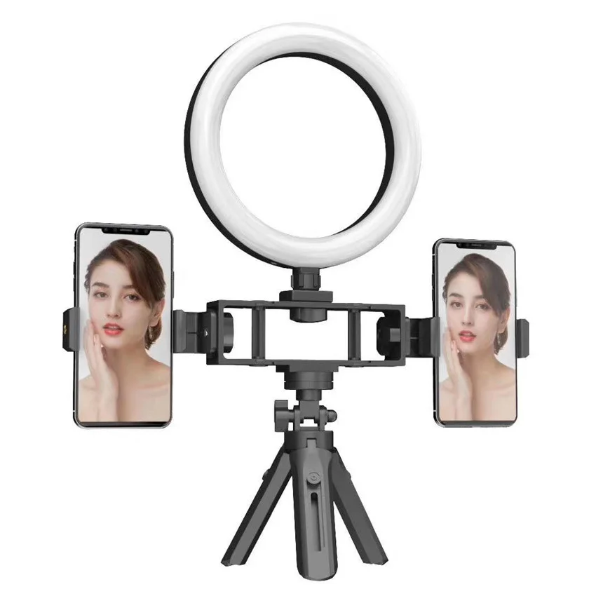 ОПТ Кільцева світлодіодна селфи лампа Multi-Position Fill Light Live Broadcasting для двох телефонів