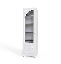 Пенал в спальню з ДСП / МДФ + скло Amelie аляска / білий суперматовий Artinhead