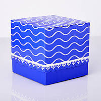 Упаковка для чашок картон з принтом (ажурна) синя