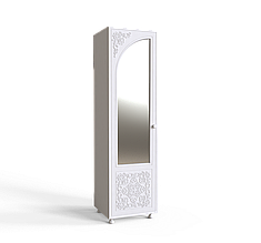 Пенал в спальню з ДСП / МДФ + дзеркало Amelie аляска / білий суперматовий Artinhead