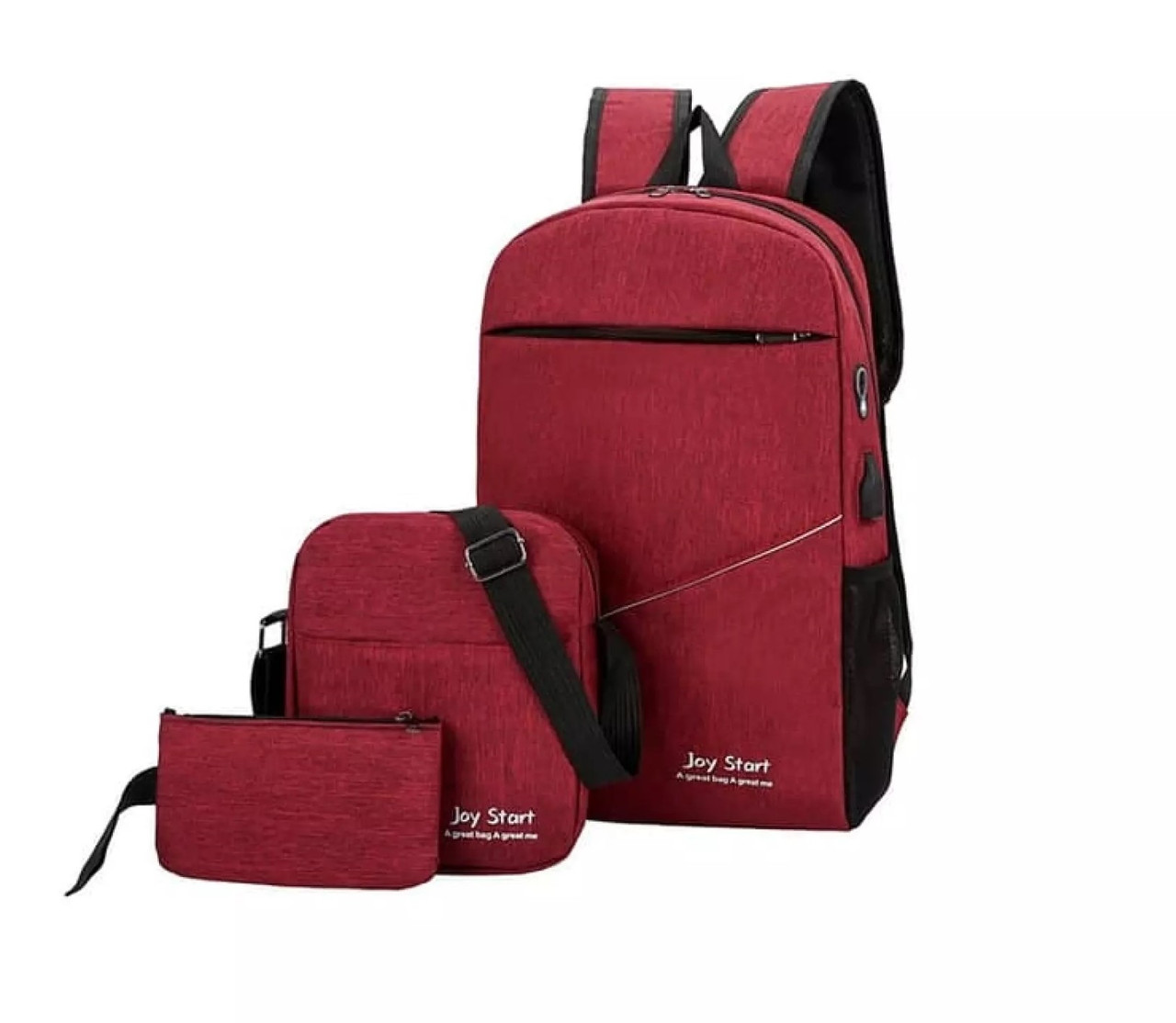 Рюкзак для ноутбука 15,6" та документів з USB-портом (45*29*12 см) Joy Start 3в1 Червоний