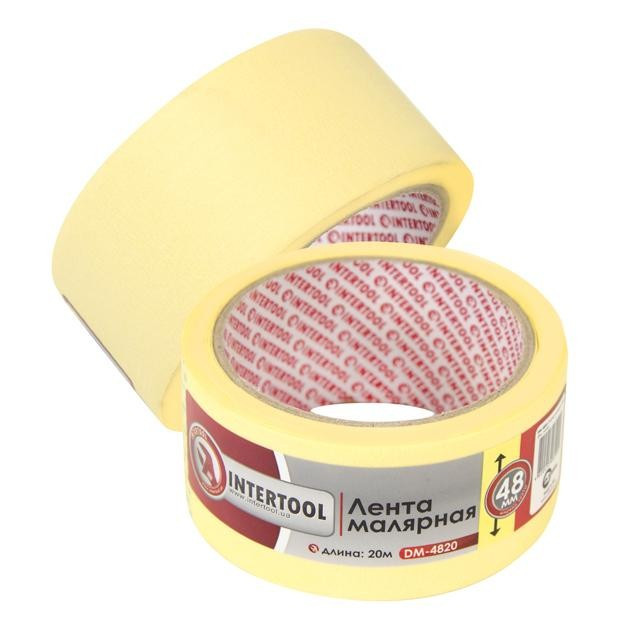 Стрічка малярська (кріп) жовта, ширина 48 мм, довжина 20 м INTERTOOL DM-4820