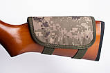 Патронташ на приклад 6 патронів. камуфляж тканина Піксель 12, 16 калібр, фото 2