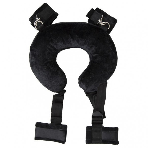 Шкіряний жіночий чорний бондаж бдсм, що фіксує кісточки і шию