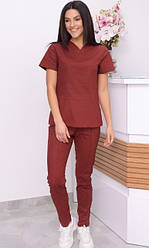 Жіночий медичний костюм ""Avicenna elit" колір бордовий