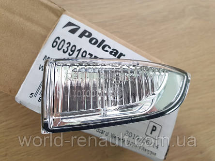 POLCAR (Польща) 6039197E — Повторювач покажчика повороту в дзеркалі (лівий, L) на Рено Меган 3 / Флюенс, фото 1