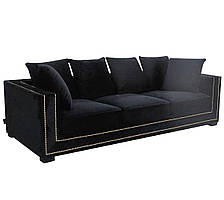 Сучасний диван, м'який з чорними замшевими золотими шпильками Delladue 85/106/250 см