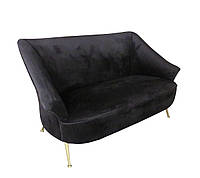Современный диван, обитый черным бархатом двойной Marguesa 85/85/151 см