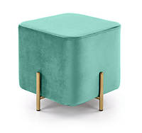 Современный куб пуф обитые металлические ножки кубика золото / зеленый 42/46/46 см
