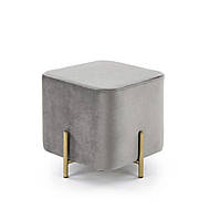Современный куб пуф обитые металлические ножки кубика золото / серый 42/46/46 см
