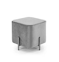 Современный куб пуф обитые металлические ножки кубика серебро / серый 42/46/46 см