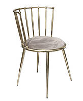 Современный мягкий стул металлический каркас Гламурная Celano стиль золото / коричневый 52/55/73 см