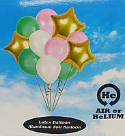 Набір повітряних і фольгованих куль із золотими зірками.12 шт.  Китай