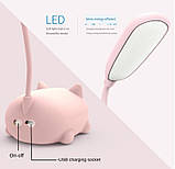 Дитяча настільна Led лампа Pets 9090 рожева з акумулятором, фото 5