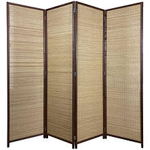 Дерев'яна бамбукова двостороння ширма, 180 x 200, кремовий, коричневий колір
