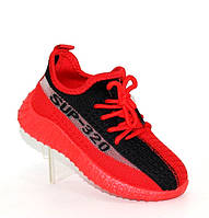 Красно-черные текстильные кроссовки для девочек на шнуровке