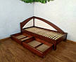 Ліжко односпальне кутове з м'яким наголов'ям із масиву дерева "Райдуга Преміум" від виробника, фото 4