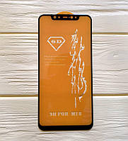 Захисне скло 6D ПОВНИЙ КЛЕЙ для Xiaomi Mi8 чорне 9H на весь екран протиударне