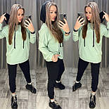 Спортивний костюм двоколірний подовжений худі з капюшоном і штанами джогерами прогулянковий (р. S, M) 52051222, фото 5