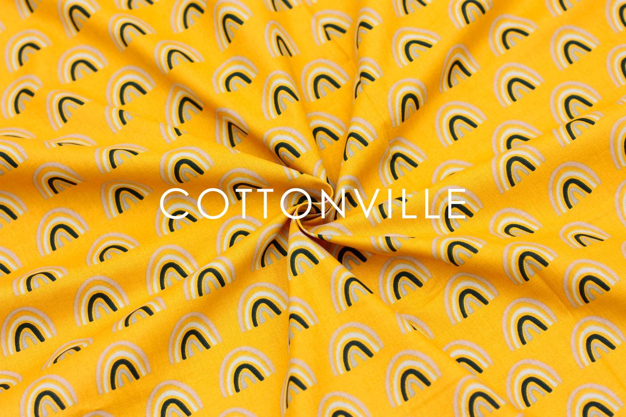 Поплін 240 см Веселки на гірчичному Organic cotton