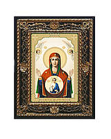 Знамение икона Богородицы в ажурной рамке на подставке