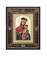 Лубенская-Владимирская икона Богородицы в ажурной рамке на подставке