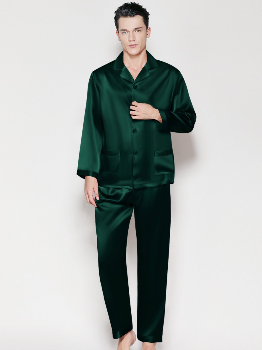 Чоловіча піжама шовкова атласна зелений смарагдовий  (размер S - XXXL 42-56)