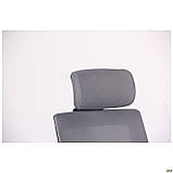 Комп'ютерне крісло AMF Scrum чорний пластик з підголовником сітка сіра, фото 8