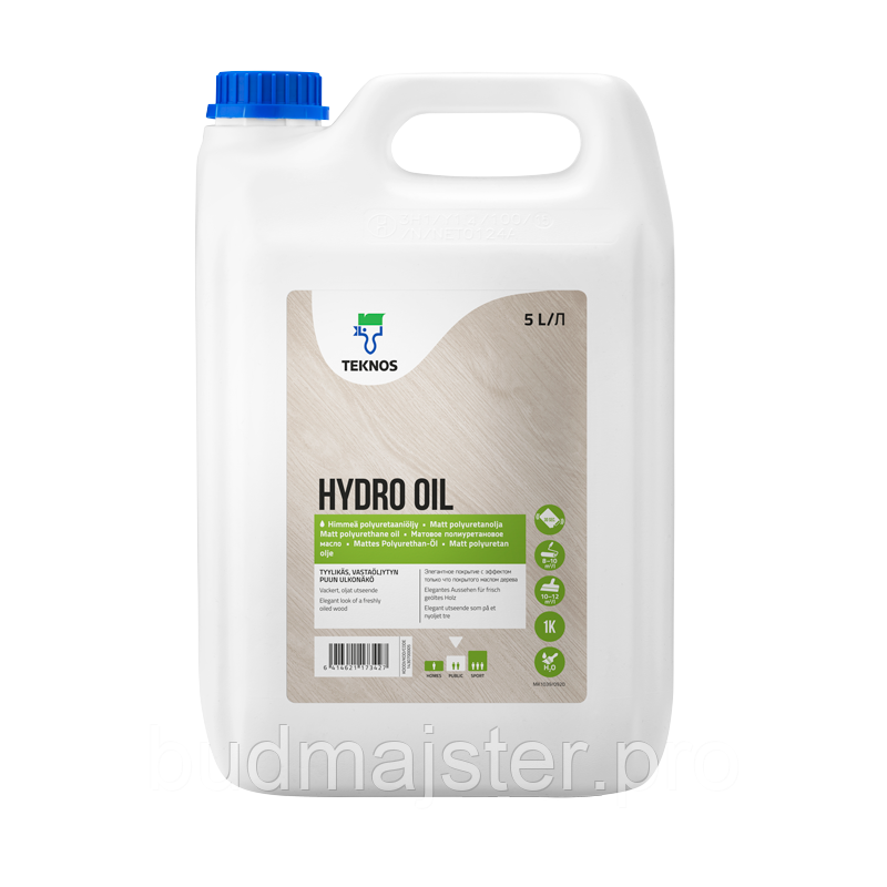 Олія Teknos HYDRO OIL для покриття дерев'яної підлоги прозора, 5 л.