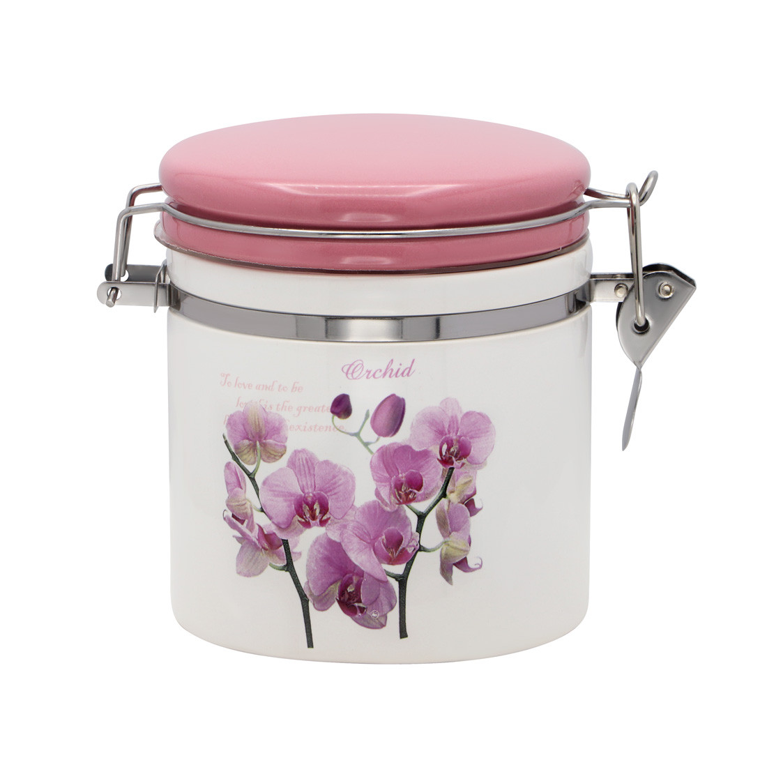 Банка керамічна із замком 500 мл "Орхідея рожева" ZF 1376 ОР, фото 1