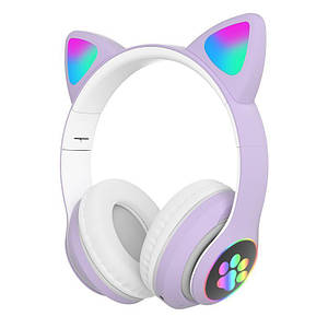 Бездротові Bluetooth-навушники Cat STN-28 гарнітура з мікрофоном FM радіо + AUX колір фіолетовий