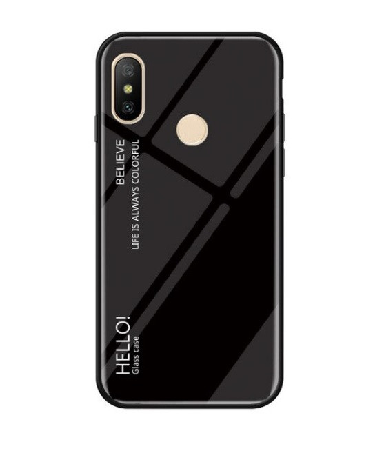 Чохол скляний для Xiaomi Redmi Note 6 Pro чорний бампер