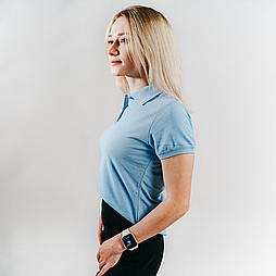 Жіноче поло блакитне 65/35 Polo lady-fit Fruit of the Loom,XS