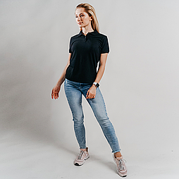 Жіноче поло чорне 65/35 Polo lady-fit Fruit of the Loom,S