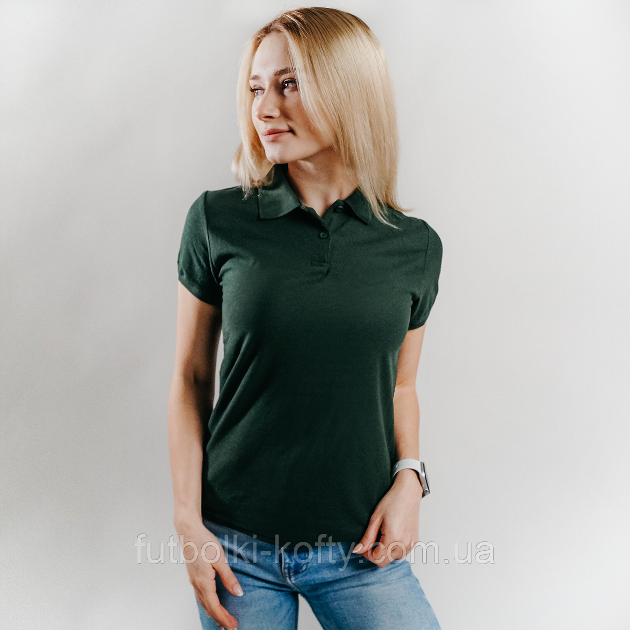 Жіноче поло зелене (темно-зелений) 65/35 Polo lady-fit Fruit of the Loom,XL, фото 1