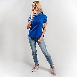 Жіноче поло синє 65/35 Polo lady-fit Fruit of the Loom,S