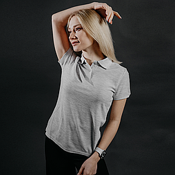 Жіноче поло сіре 65/35 Polo lady-fit Fruit of the Loom,L